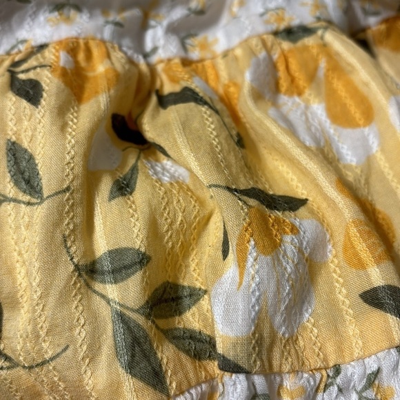 EUC CATHERINE MALANDRINO 4T YELLOW WHITE FLORAL TIERED RUFFLE SUNDRESS - Picture 11 of 12